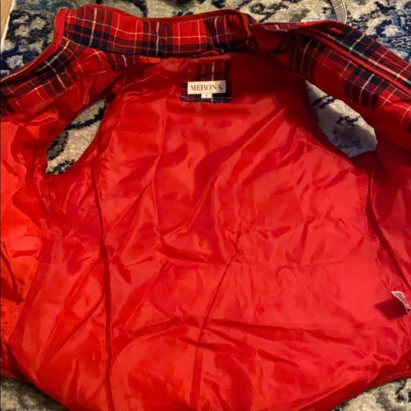 Red plaid puffy vest - Picture 2 of 3